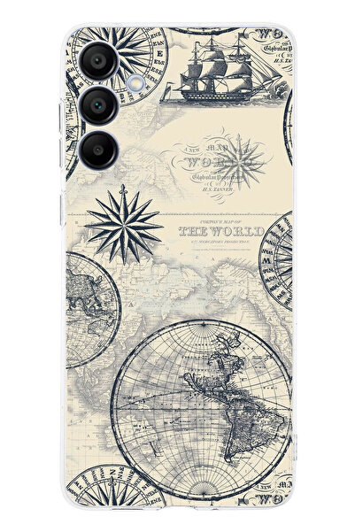 TechTree حافظة سيليكون متوافقة مع هاتف سامسونج جالاكسي A16 تحمل خريطة العالم ...