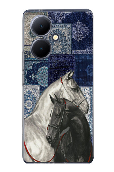 TechTree حافظة سيليكون متوافقة مع هاتف Vivo V29 Lite 5G بنمط السجاد الأزرق با...