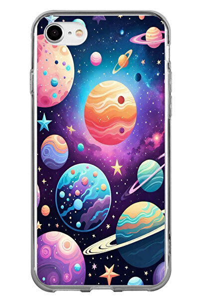 TechTree حافظة سيليكون مطبوع متوافقة مع هاتف iPhone 7-8-SE 2020 بنمط الفضاء و...