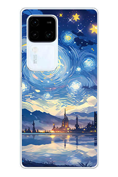 TechTree حافظة سيليكون متوافقة مع Vivo V30 بتصميم السماء المرصعة بالنجوم وصور...