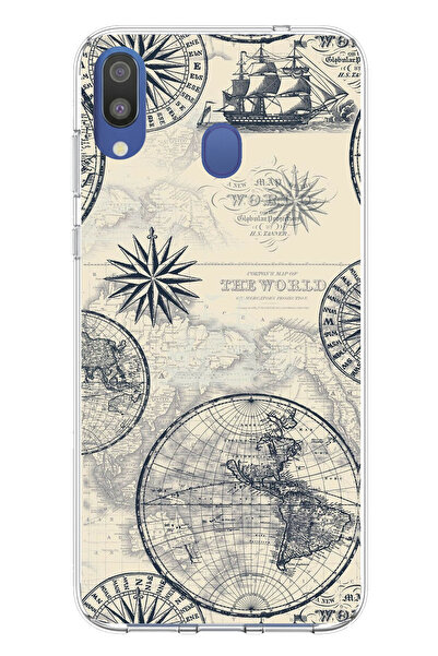 TechTree حافظة سيليكون متوافقة مع هاتف سامسونج جالاكسي M20 وخرائط العالم الكل...