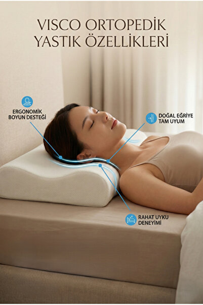 Shopyteks Boyun Destekli Visco Ortopedik Yastık 35x55x10