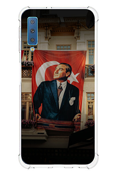 TechTree حافظة سيليكون متوافقة مع هاتف سامسونج جالاكسي A7 2018 بتفاصيل علم كب...