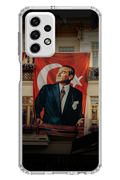 TechTree حافظة سيليكون متوافقة مع هاتف سامسونج جالاكسي A73 بتفاصيل العلم العم...