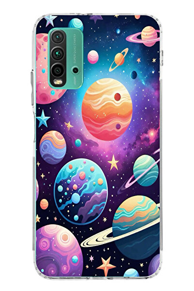 TechTree حافظة سيليكون مطبوع متوافقة مع هاتف Redmi 9T-POCO M3 بنمط الفضاء وال...