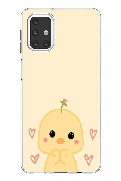 TechTree Printed Silicone Case Compatible with Samsung Galaxy M31S with Cute Chick and Heart Pattern