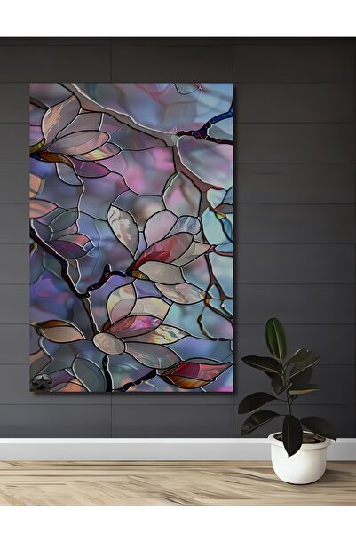 Teona Ahşap Mor Zambak Cam Mozaik Görünümlü Ahşap Ev,Antre,Salon,Ofis,Mutfak,...