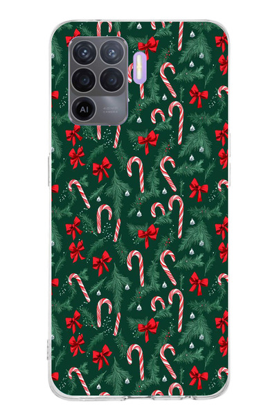 TechTree حافظة سيليكون متوافقة مع هاتف OPPO Reno 5 Lite لشجرة عيد الميلاد وعص...