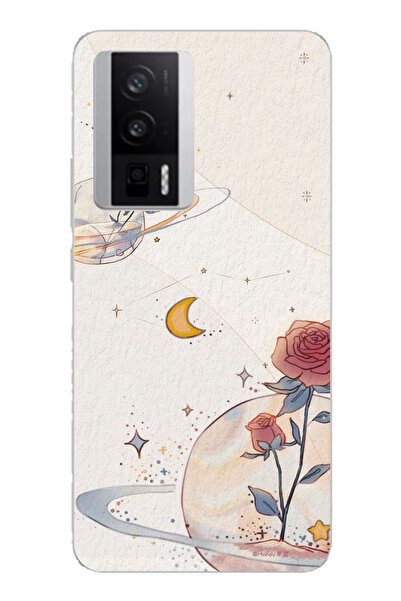 TechTree Poco F5 Pro Compatible Planet, Star and Rose Printed Silicone Case