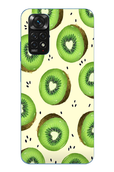 TechTree حافظة سيليكون متوافقة مع Redmi Note 11-11S وشرائح الأفوكادو الخضراء وقلب الكريستال مطبوع