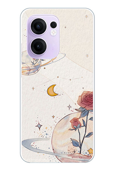 TechTree حافظة سيليكون متوافقة مع هاتف OPPO Reno 13F، بتصميم كوكب ونجمة ووردة...