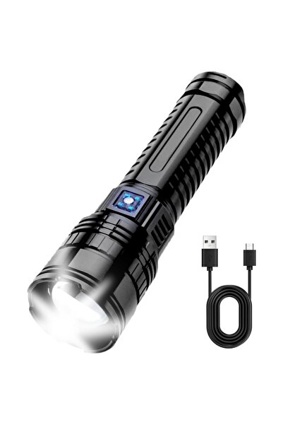 AyrStore Büyük Ultra Güçlü El Feneri, 1000000 Lümen Güçlü Işık, 5 Farklı Işık Modu, Telefon Ş