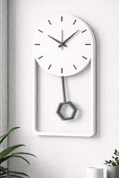 mee wall art AUREA Swing – Parlak Beyaz Sarkaçlı Duvar Saati
