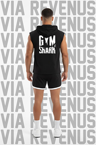 Vordevia Gym cu imprimeu cu glugă Set de tricou sport fără mâneci și cu vipuș...