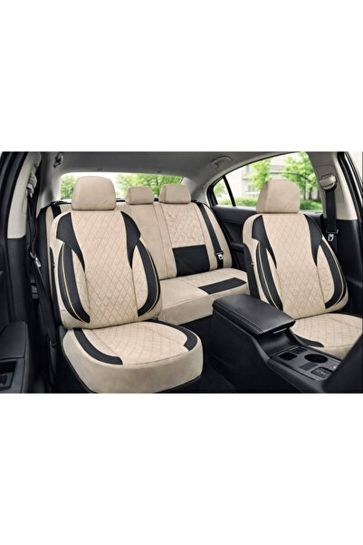 Lumi LUXURY Huse scaune auto universale fractionate XL Premium compatibile SUV si Limuzine bej cu negru