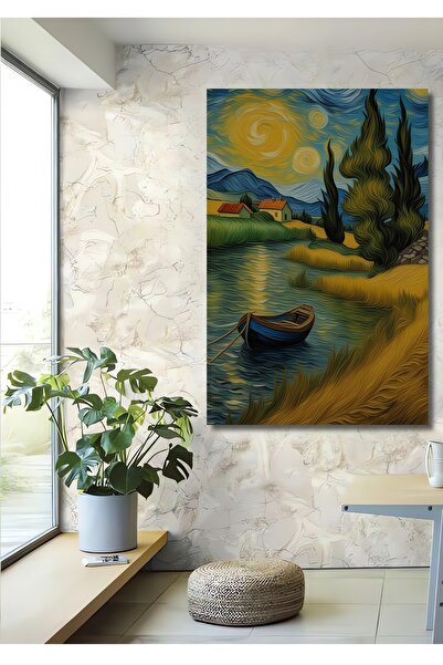 Teona Ahşap Van Gogh Yıldızlı Gece Temalı Ahşap Ev,Antre,Salon,Ofis,Mutfak,Ya...