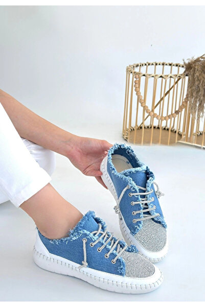 Tudik Collection Enber Blue Denim Lace-Up Sneakers