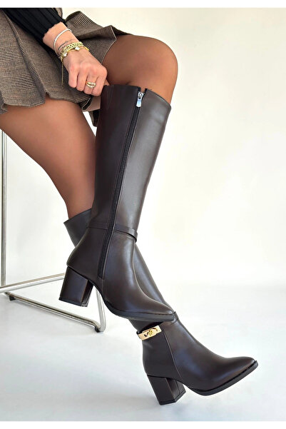 ARMÜZ Jeoli Brown Leather Heeled Boots