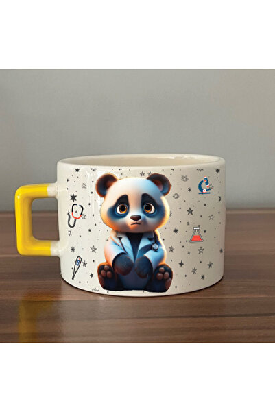 Kırtasiye Ofisi الباندا الحزينة - المهنة: طبيب، كوب هدية مهنية مربع الشكل بمق...