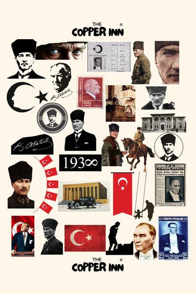 The Copper Inn 30 Adet Atatürk Sticker Seti Portre Retro Laptop Telefon Noteb...