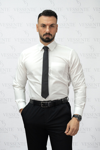 VESSENTE Premium Cotton Regular Long Sleeve Pocketed Solid Ecru Men's Shirt w...