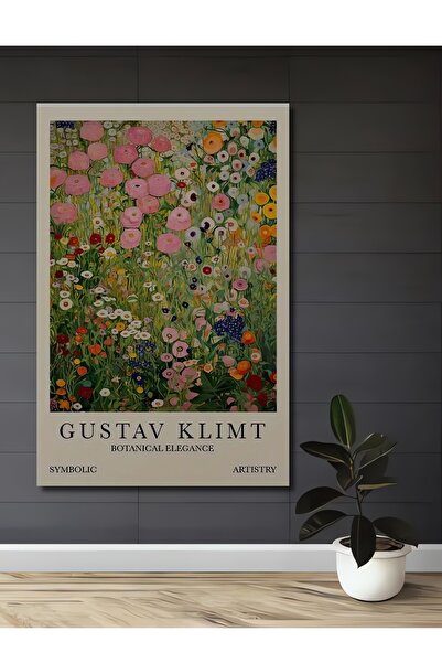Teona Ahşap Gustav Klimt Bahar Çiçekleri Yağlı Boya Görünümlü Dekoratif Ahşap...