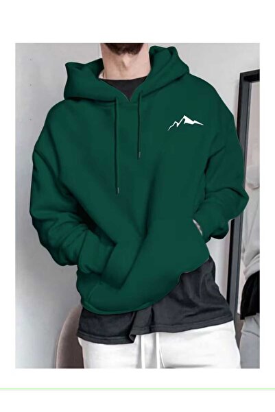 CLASSY.MODA Hanorac premium unisex cu logo Mountain, cu croială largă, Swea t...