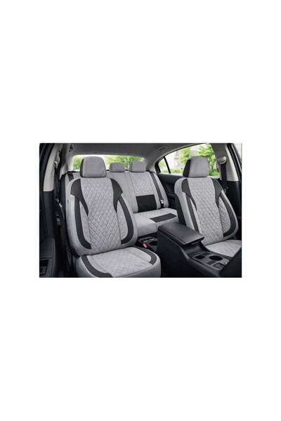 Lumi LUXURY Huse scaune auto universale fractionate XL Premium compatibile SUV si Limuzine gri negru