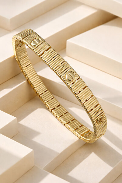 TREND COLLECTİON Gold Renk Esnek Love Serisi Trend - Moda Kadın Bileklik