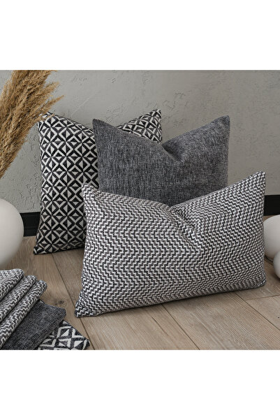 kissen ''Ari̇on'' Modern Patterned 3-Piece Combination Set Woven Throw Pillow Cover 2 Pieces''43X43'' 1 Piece''30X50''