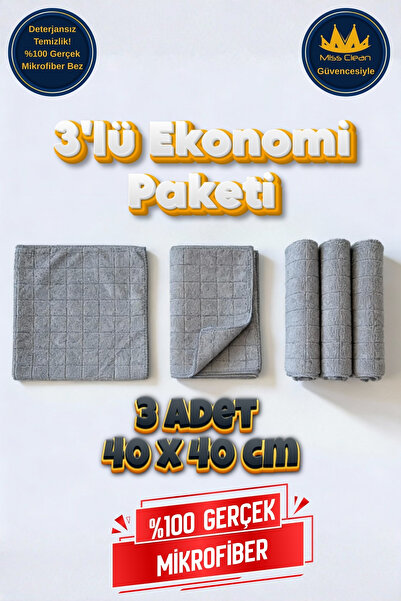 Vivenda Miss Clean 3’lü Paket Mikrofiber Temizlik Bezi 40x40 cm