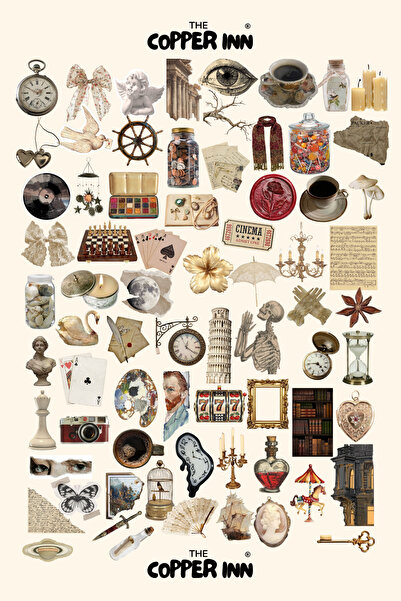 The Copper Inn مجموعة ملصقات كلاسيكية V2 مكونة من 72 قطعة، ملصقات رجعية جمالي...