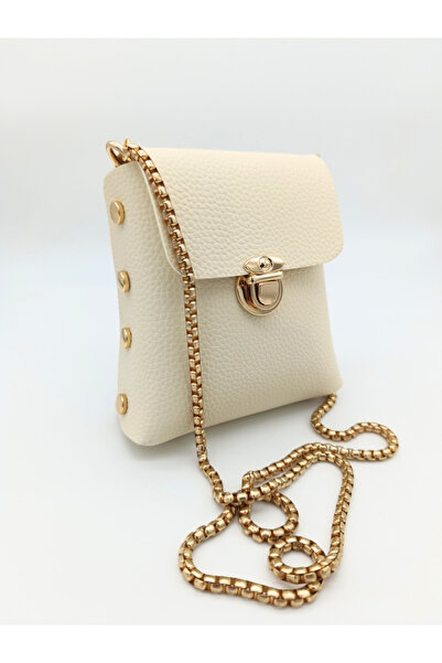 Silblack Women's Beige Shoulder Bag - Daily Stylish Bag with Gold Chain Strap...