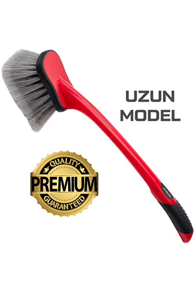 Jo Moyner Uzun Saplı Jant Lastik Davlumbaz Temizleme Fırçası RED