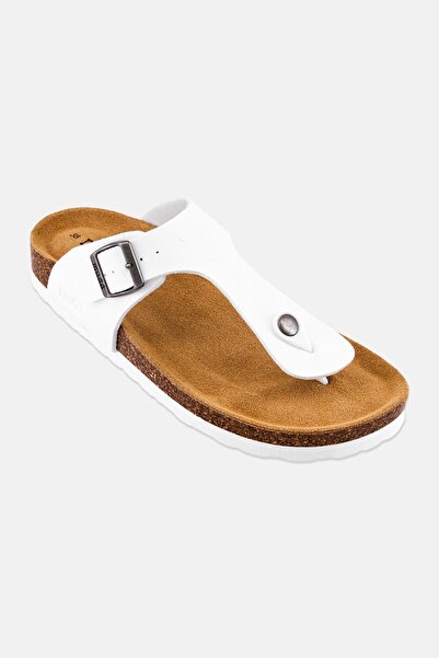 MUDD Women Slip On Cork Sandals, White