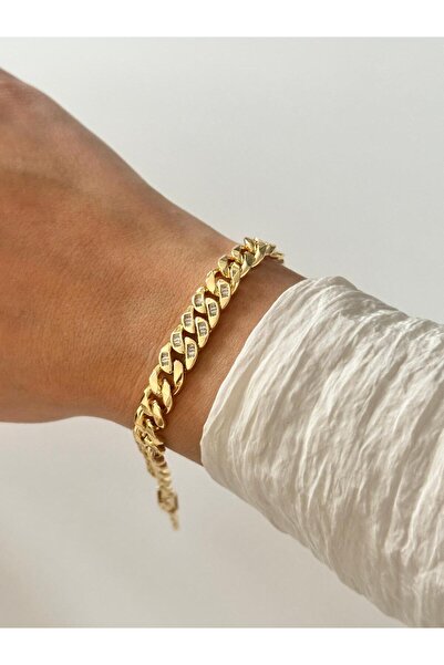 Charmist 14K Çelik Üzeri Altın Kaplama Zirkon Taşlı Özel Seri Bileklik