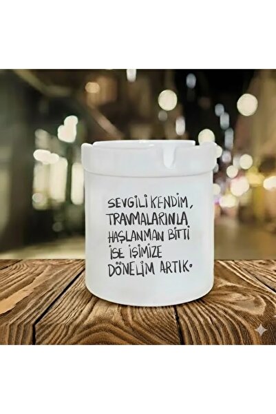 sartre art "vgili Kendim" Tasarımlı Hediyelik Kokusuz Söndür At Küllük Kül Ta...