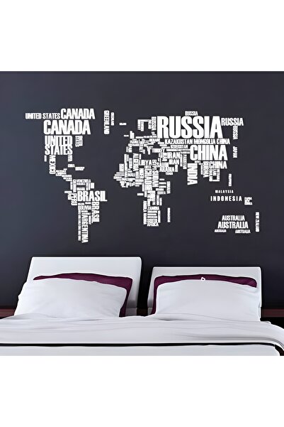 mertyavm Sticker Dünya Haritası XL Modern Dünya Haritası Duvar Sticker Kendin...