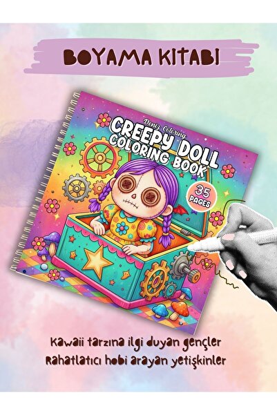 deniz9 Creepy Doll Boyama Kitabı | Kawaii & Hafif Gotik Sevimli Bebekler