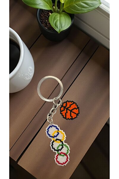 SEARD Miyuki Beads Handmade Olympic Flag and Basketball Keychain/Bag Charm