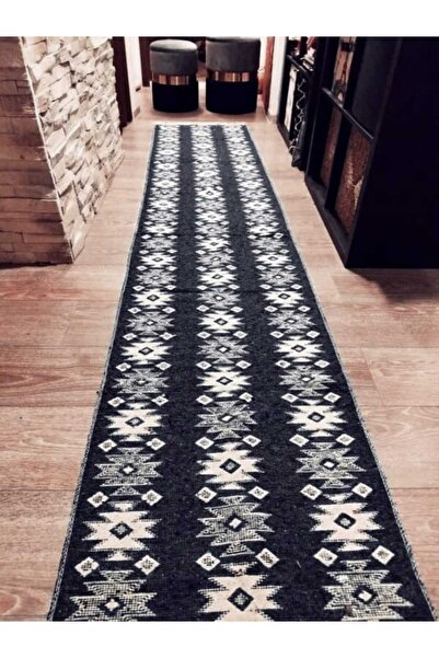OEM Traditional Rug, size 60 x 180 cm, Black and Gray, Rustic Model 2