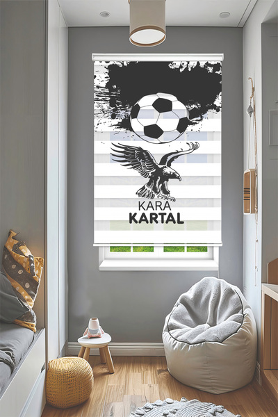 Perdecizade (ENXBOY)KARTAL1 (İSİM YAZILIR)DİJİTAL BASKILI ZEBRA PERDE-COCUK ODASI-STOR PERDE