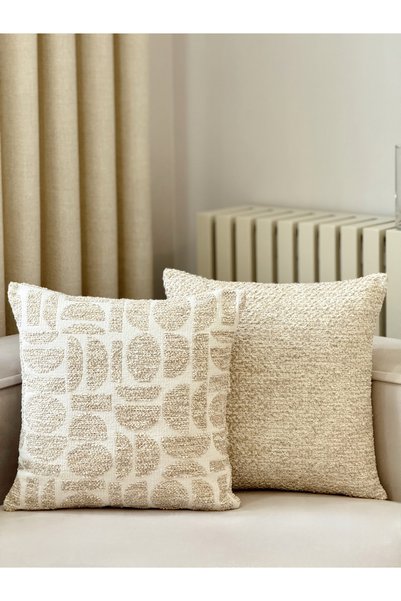 AYSA HOME DECOR Lunea Boucle Beige Single Throw Pillow Cover (45 X 45 cm)