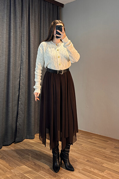 Sorridi Tül Asimetrik Kesim Beli Lastikli Etek