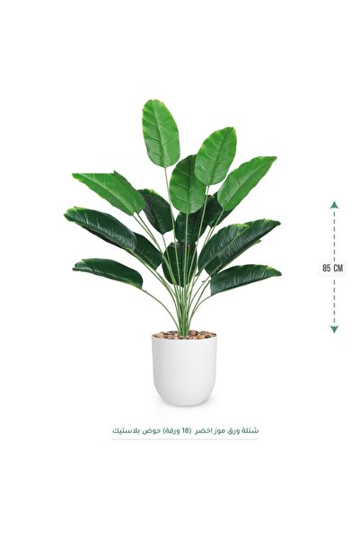 CENTRHOME شجرة ورق موز أخضر (18 ورقة) بطول 85 سم