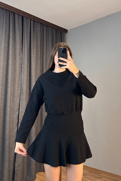 Sorridi Beli Drapeli Eteği Piliseli Mini Elbise