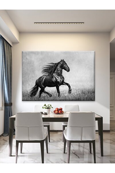 ESLEM Asaletin Simgesi Siyah At Premium Kanvas Tablo