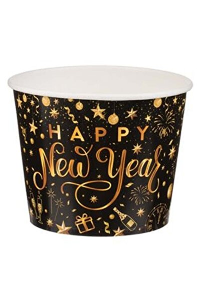 OEM Black Cardboard Snack Box with Golden Foil Message "Happy New Year" 1.8 L
