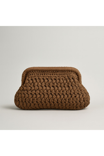 BY AKTEPE STORE Mango Model El Örgüsü Burslu Clutch Çanta Kağıt İp Şık ve Day...