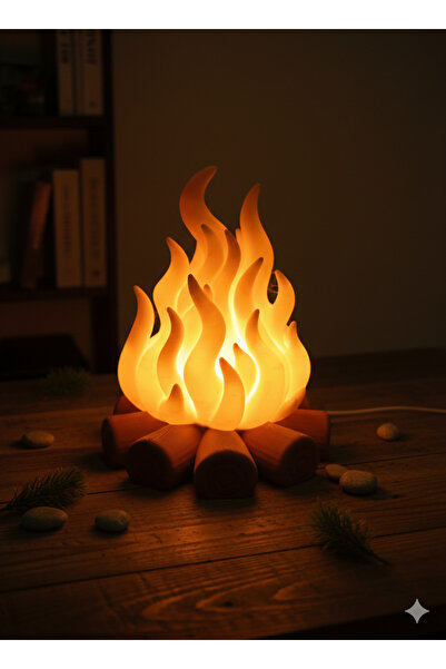 3DEFNE Kamp Atesi Şeklinde masa lambası pilli